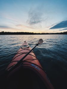 kayak on open water